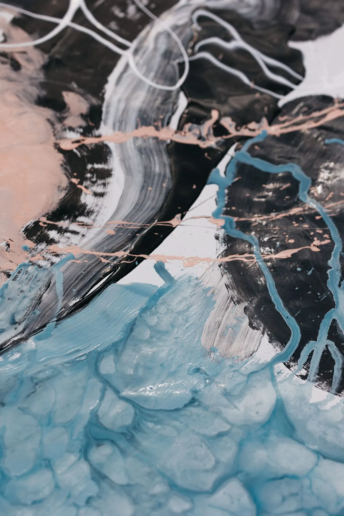 Detail of a drawing: pink and blue