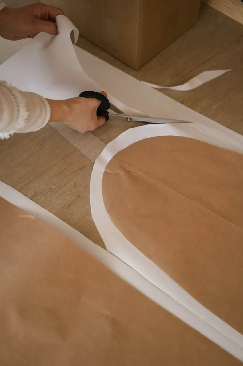 Drawing the pattern for the sculpture on paper