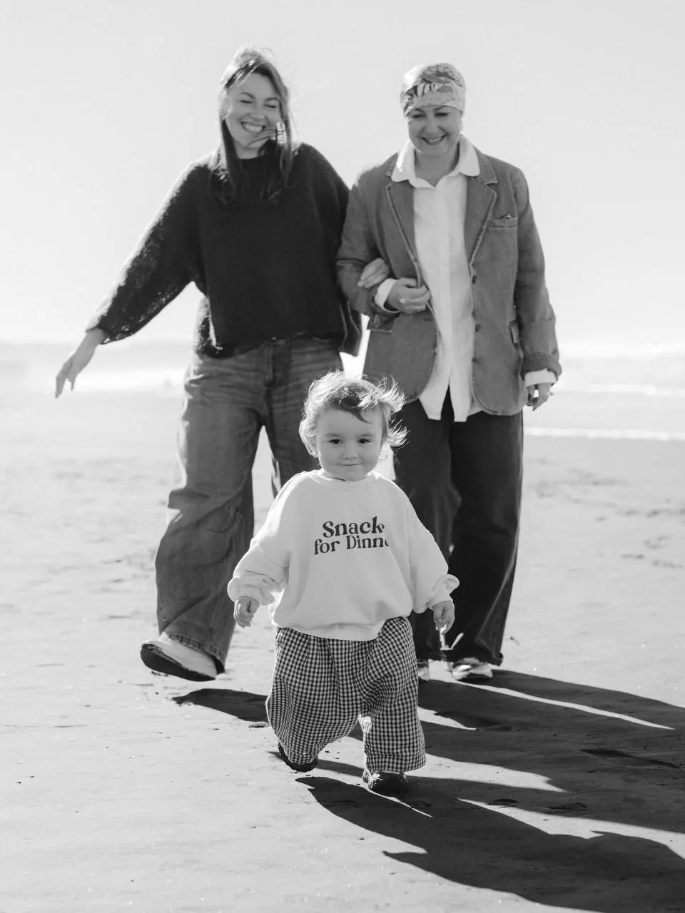 Family walking on the beach